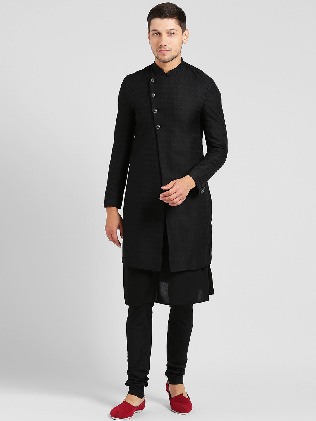 

KISAH Men Black Sherwani Set