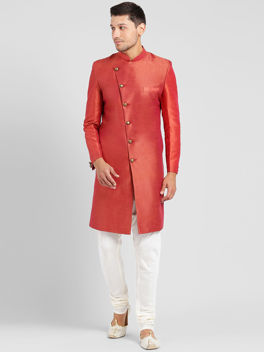 

KISAH Men Indowestern Sherwani Set, Coral