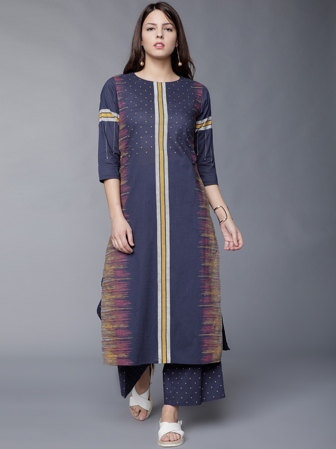

Vishudh Women Blue Printed Kurta with Palazzos