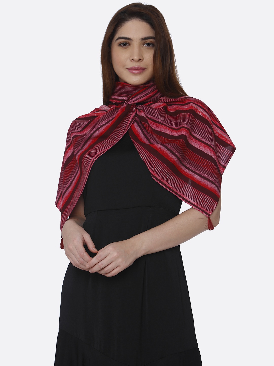 

shiloh Maroon & Black Striped Scarf