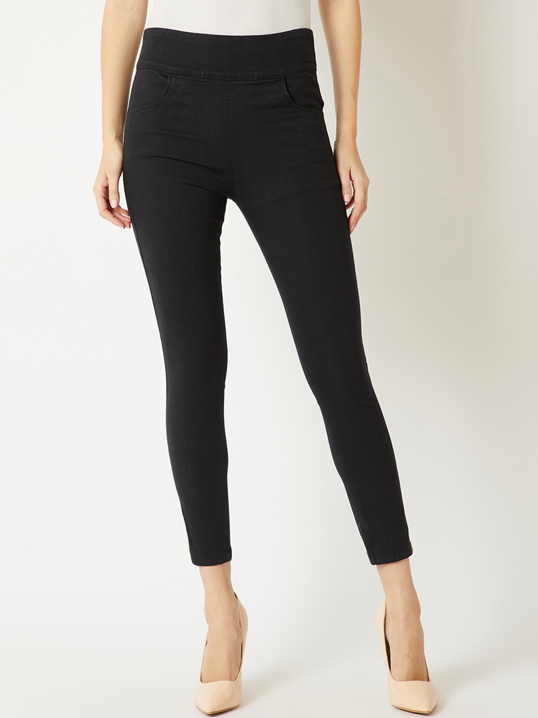 

Miss Chase Black Women Solid Denim Jeggings