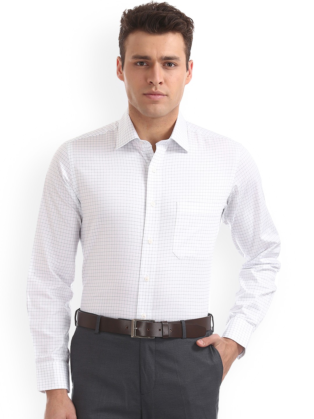 

Arrow Men White Regular Fit Checked Formal Shirt