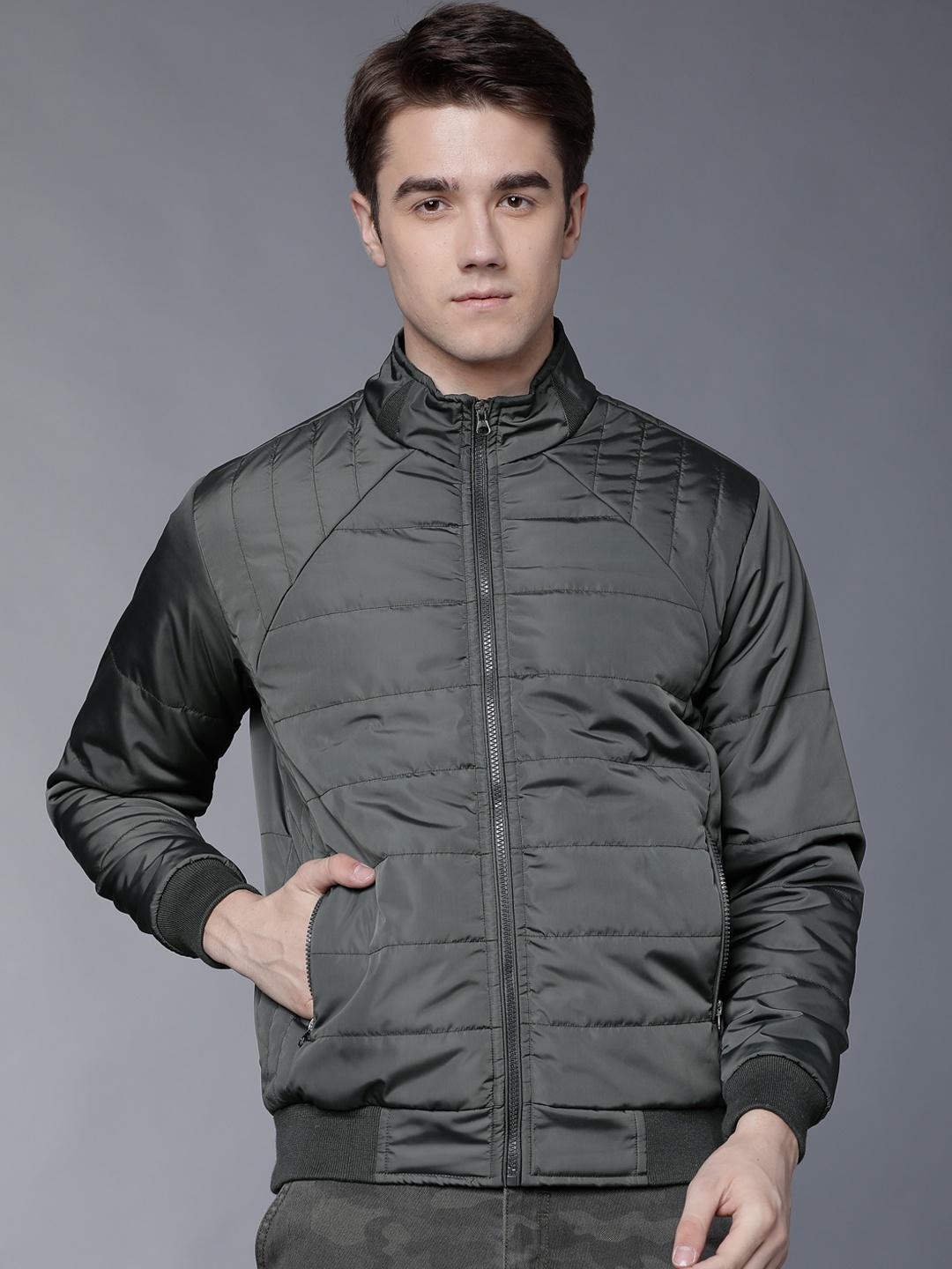 

LOCOMOTIVE Men Green Solid Puffer Jacket