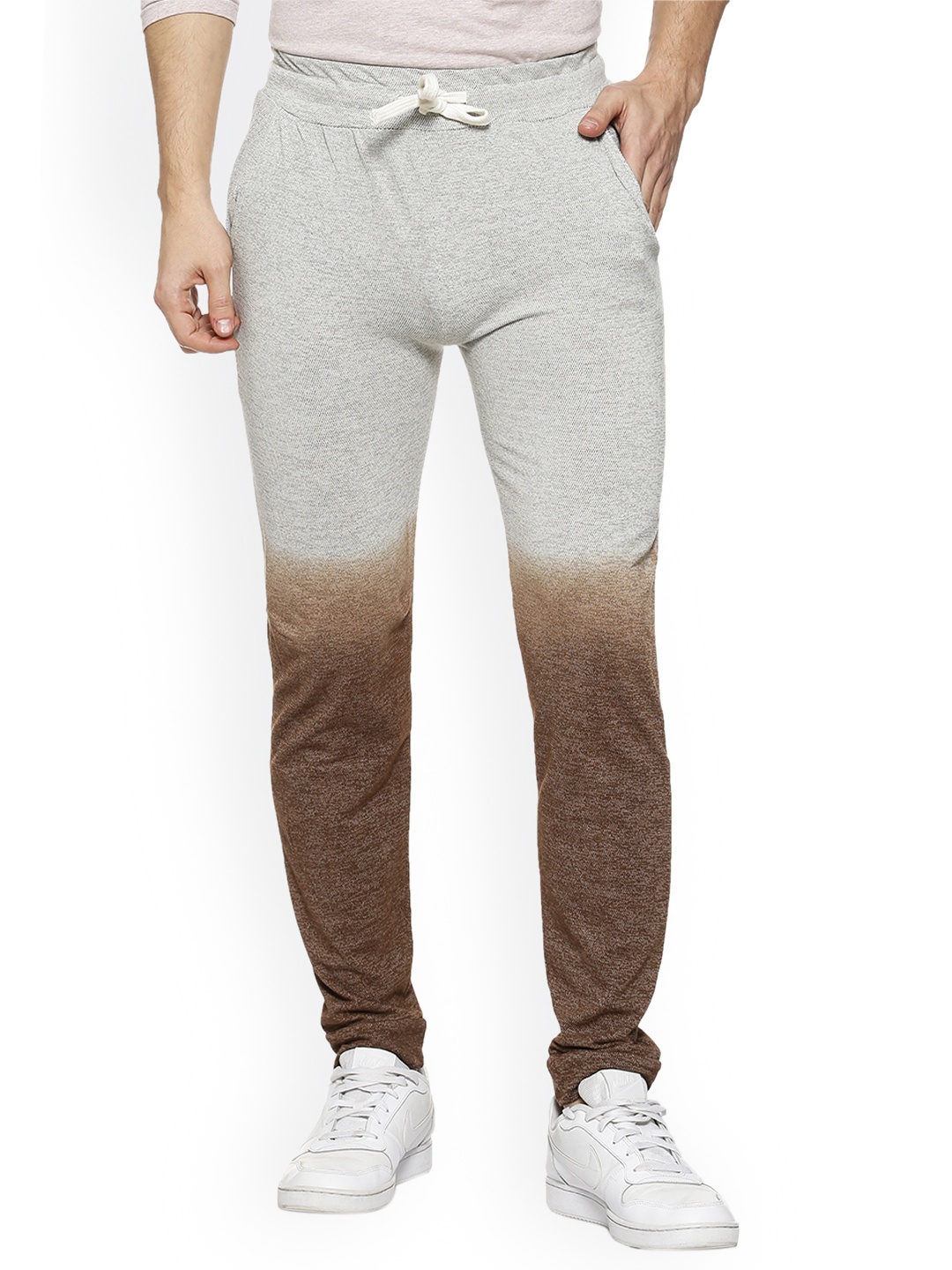 

Campus Sutra Men Brown & Grey Colorblocked Joggers