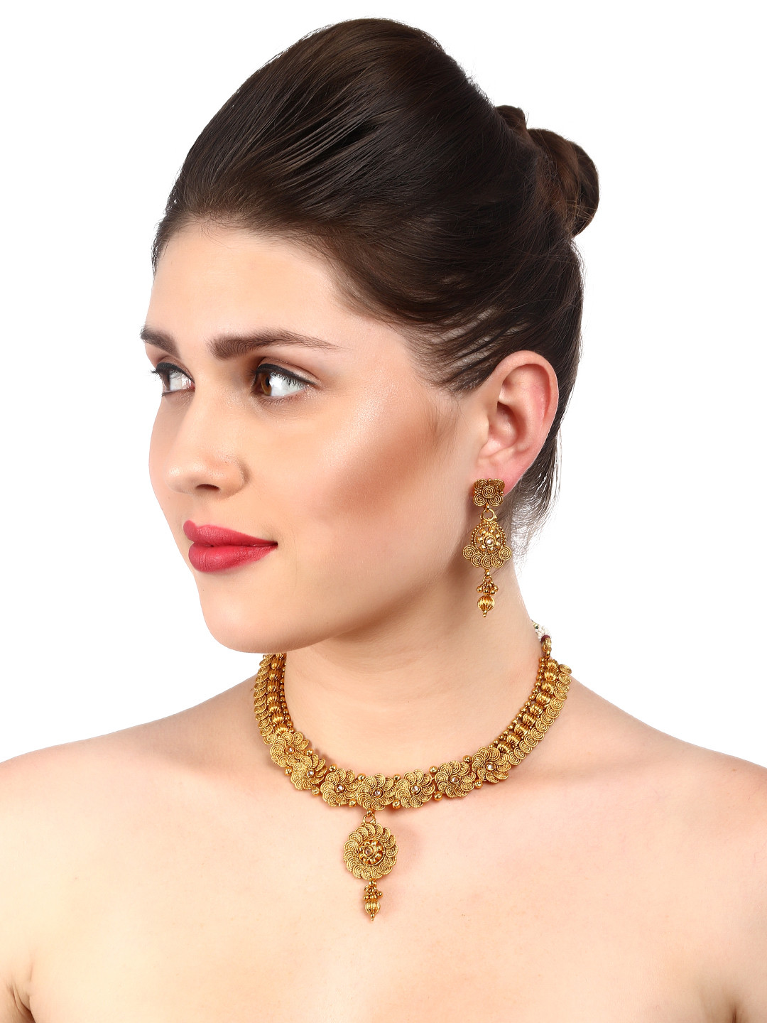

Adwitiya Collection Women Gold-Plated Copper Antique Necklace