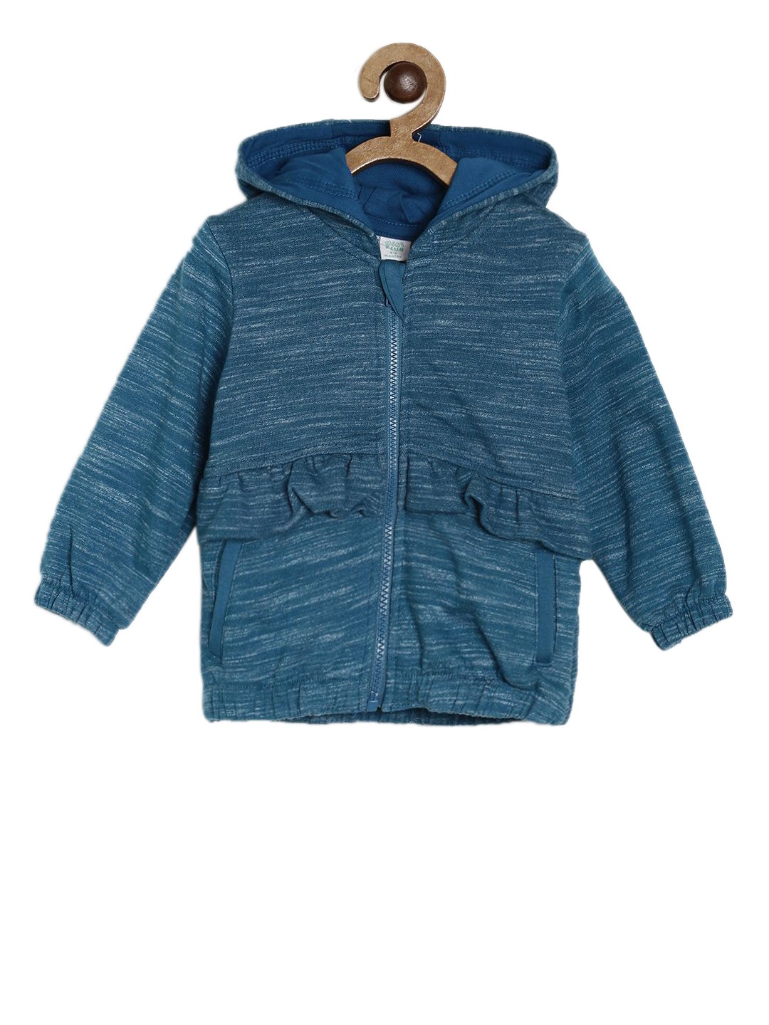 

MINI KLUB Girls Blue Solid Hooded Sweatshirt