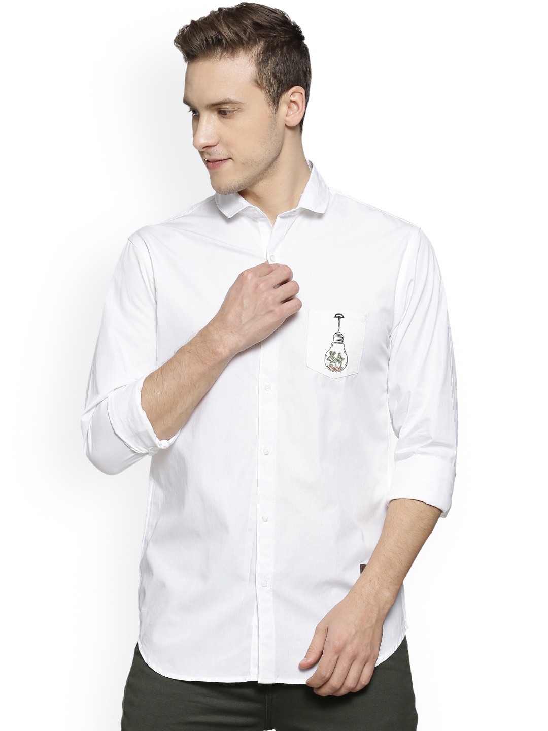 

Campus Sutra Men White Regular Fit Solid Casual Shirt