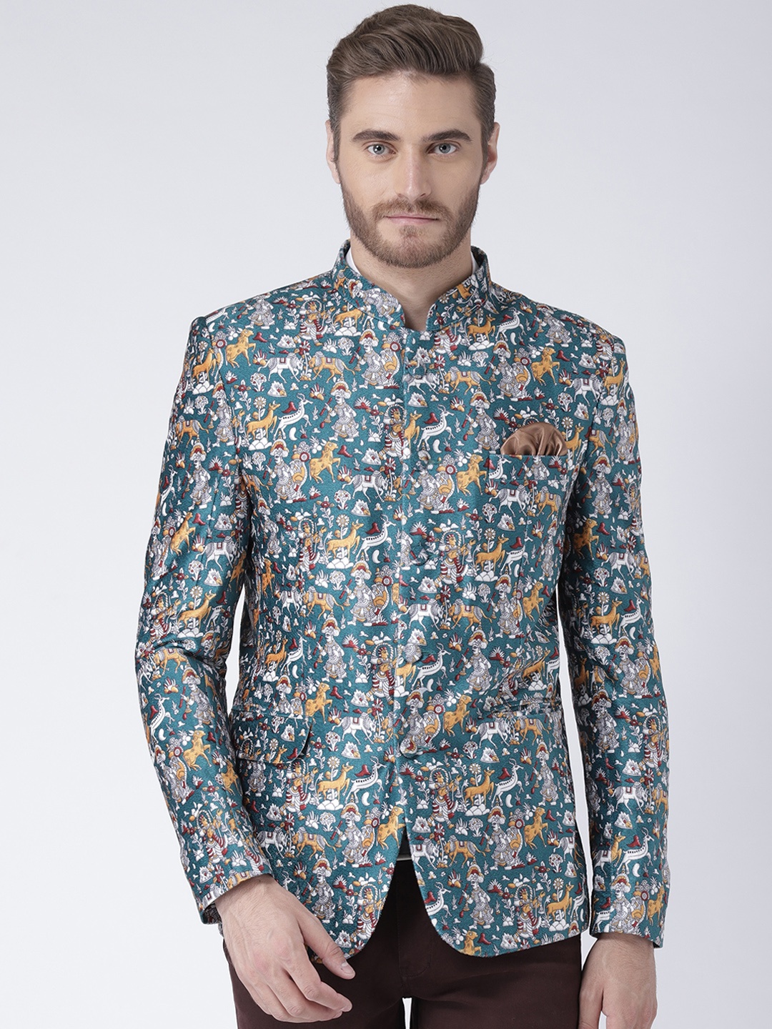 

Hangup Men Multicoloured Printed Single-Breasted Blazer, Multi