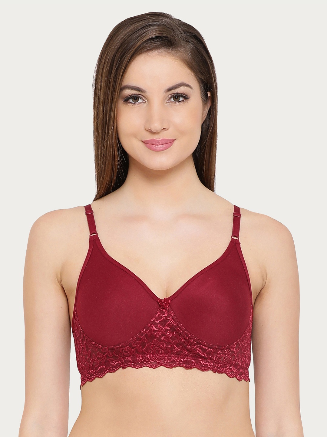 

Clovia Cotton Rich Non-Wired Spacer Cup T-Shirt Bra, Maroon