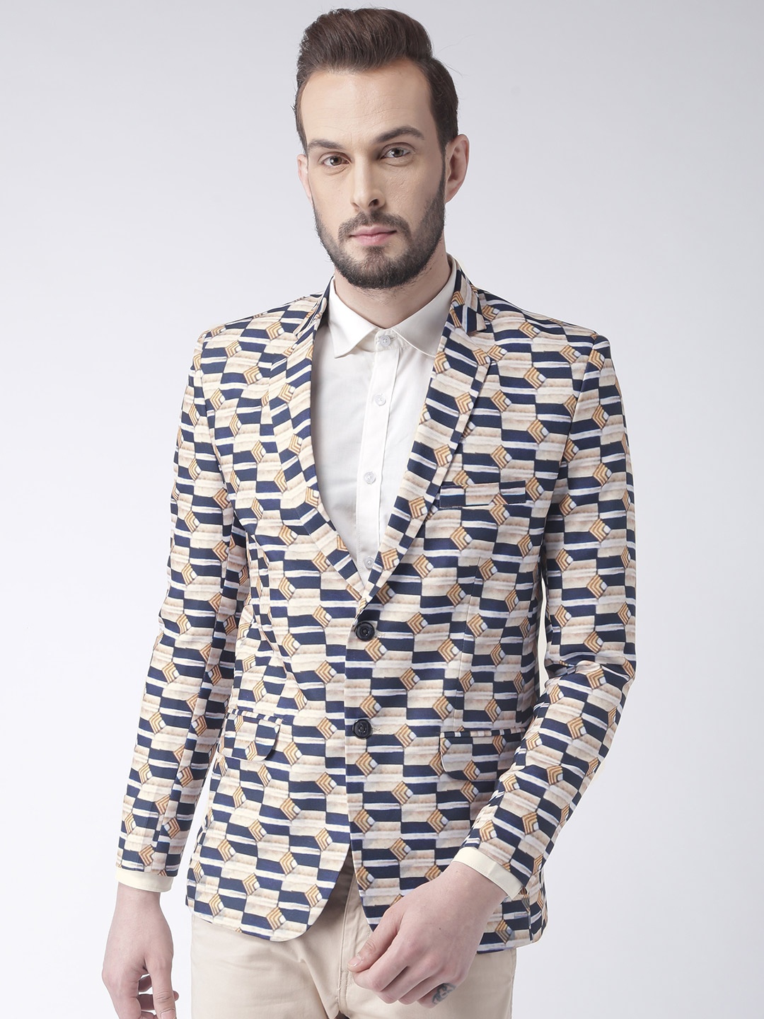 

Hangup Men Multicoloured Printed Single-Breasted Casual Blazer, Multi