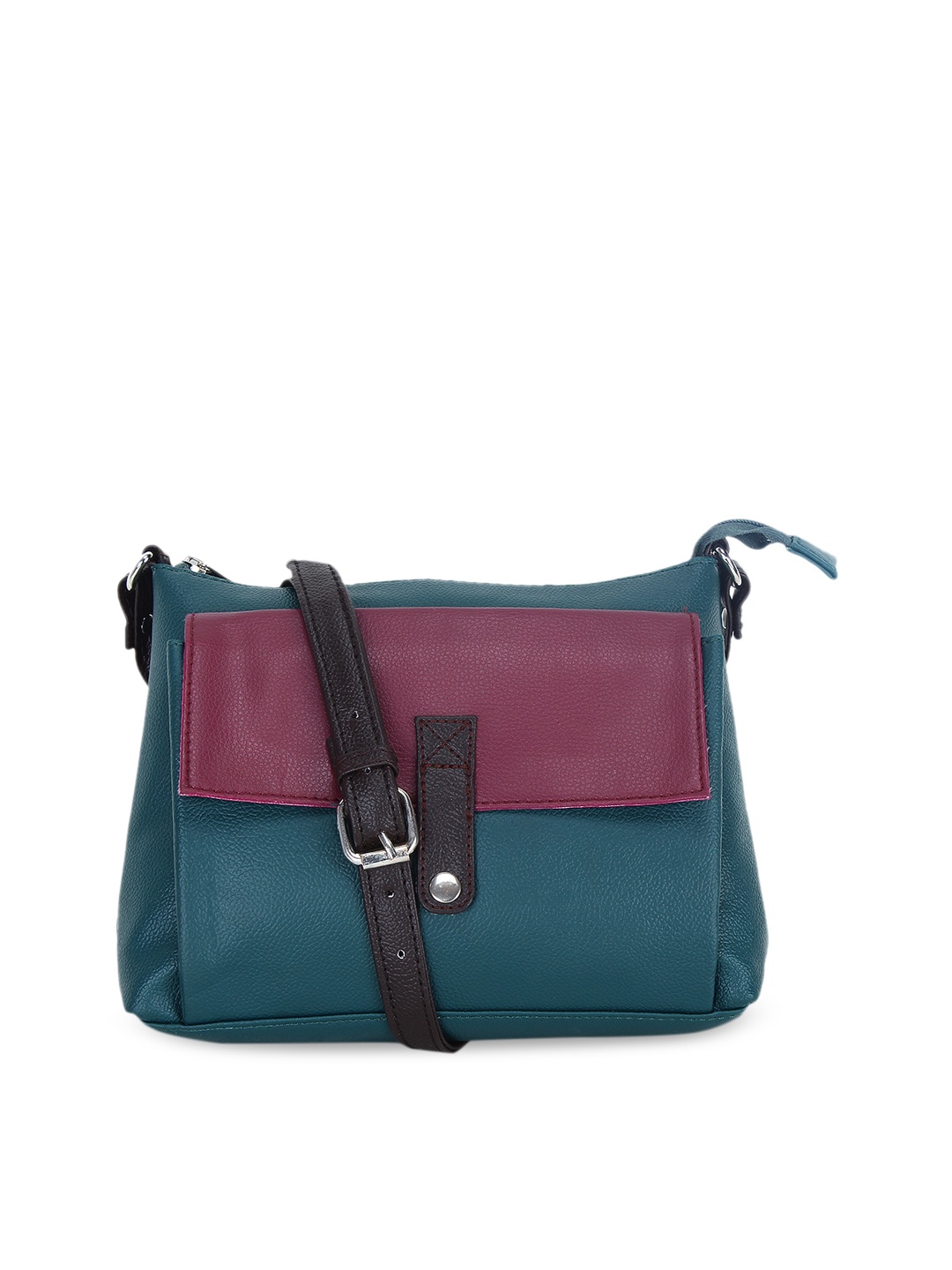 

Bagsy Malone Teal & Green Colourblocked Sling Bag