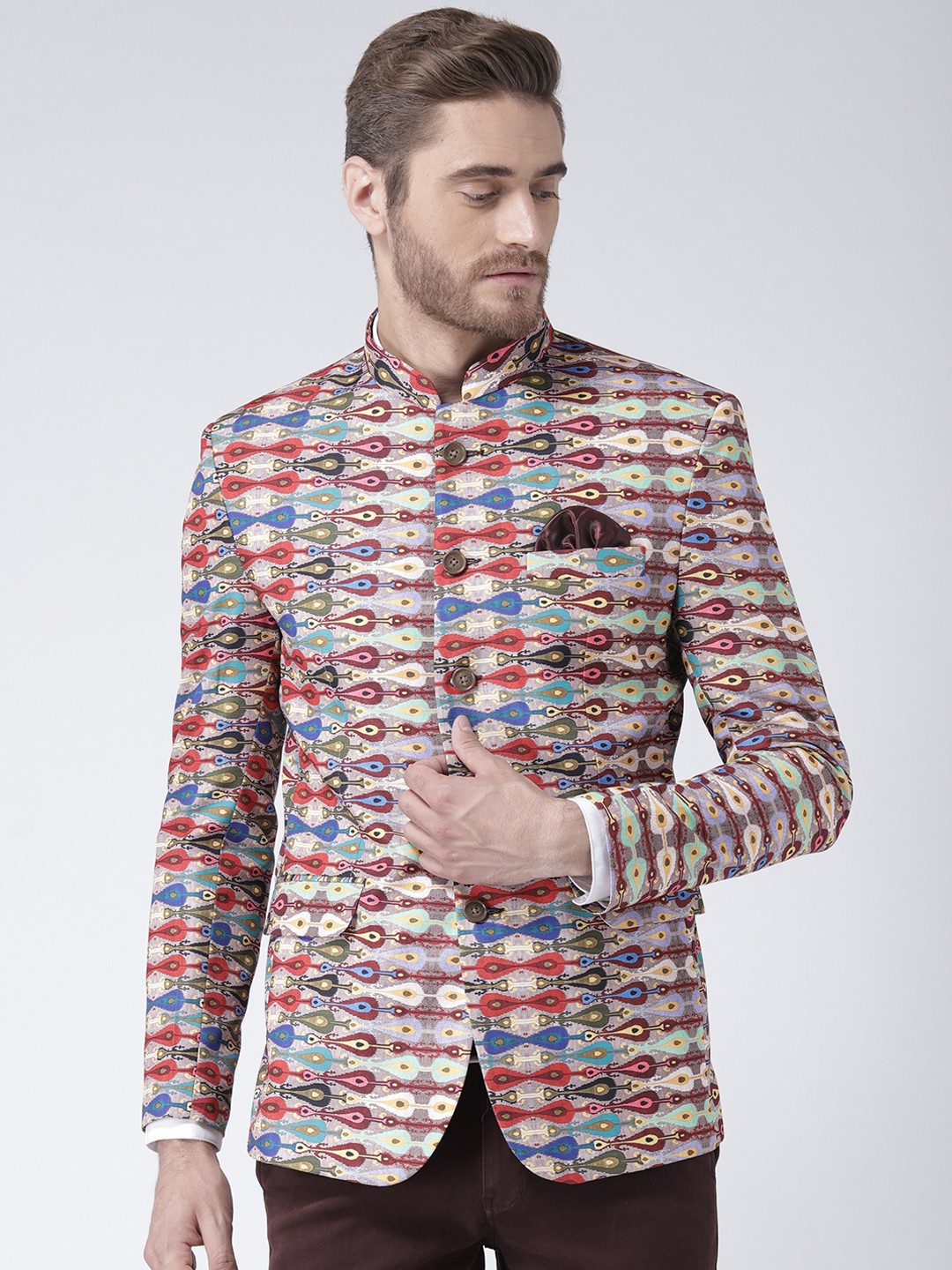 

Hangup Men Multicoloured Printed Single-Breasted Blazer, Multi