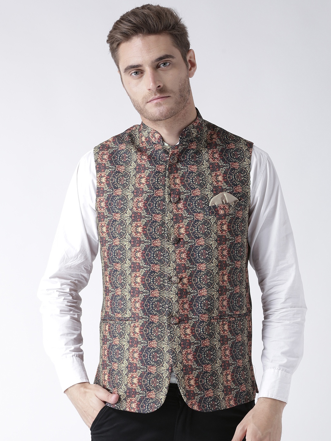 

Hangup Men Multicoloured Printed Nehru Jacket, Multi