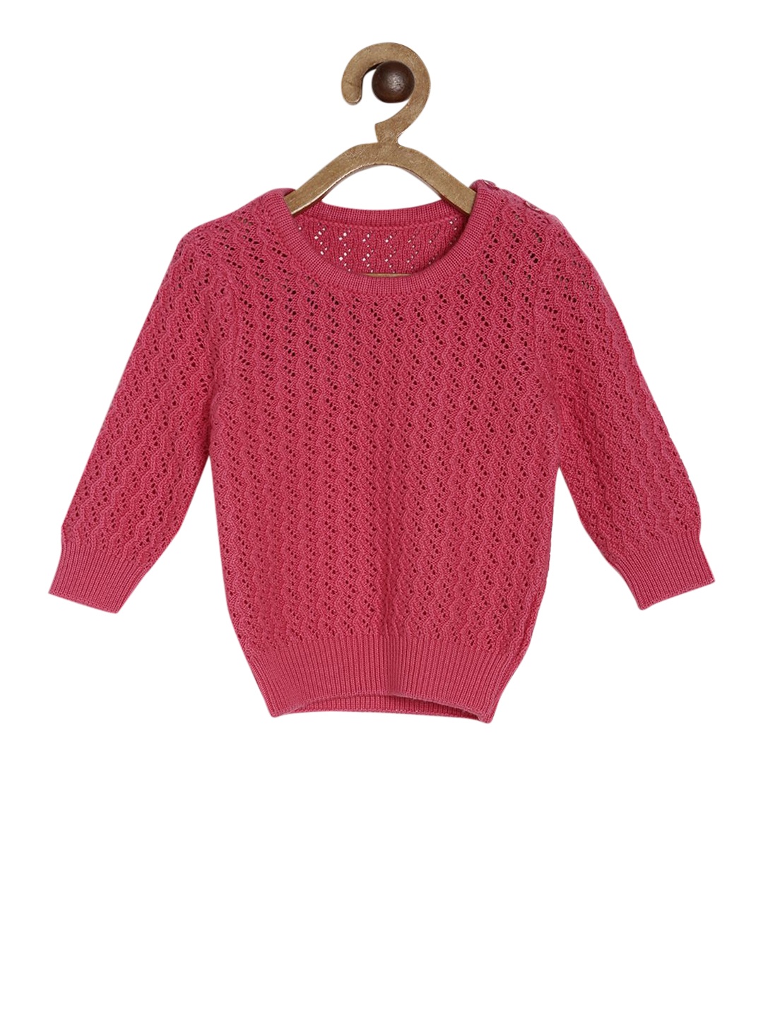 

MINI KLUB Girls Pink Self Design Pullover
