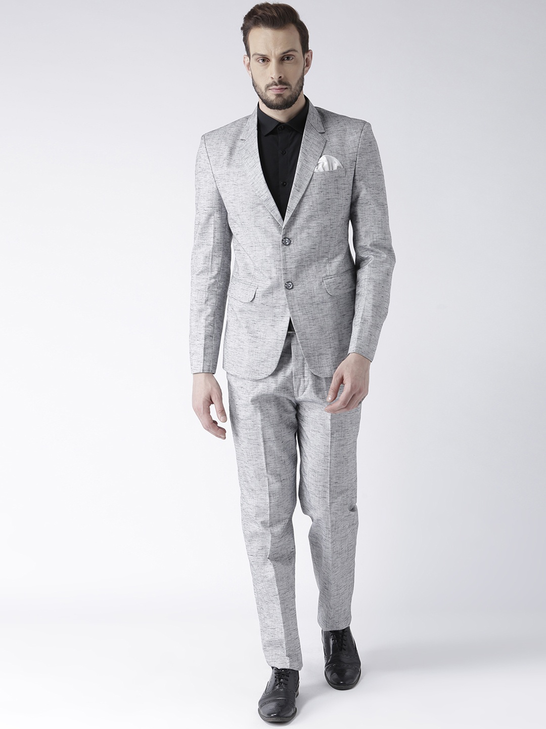 Hangup Men Grey Solid Suit