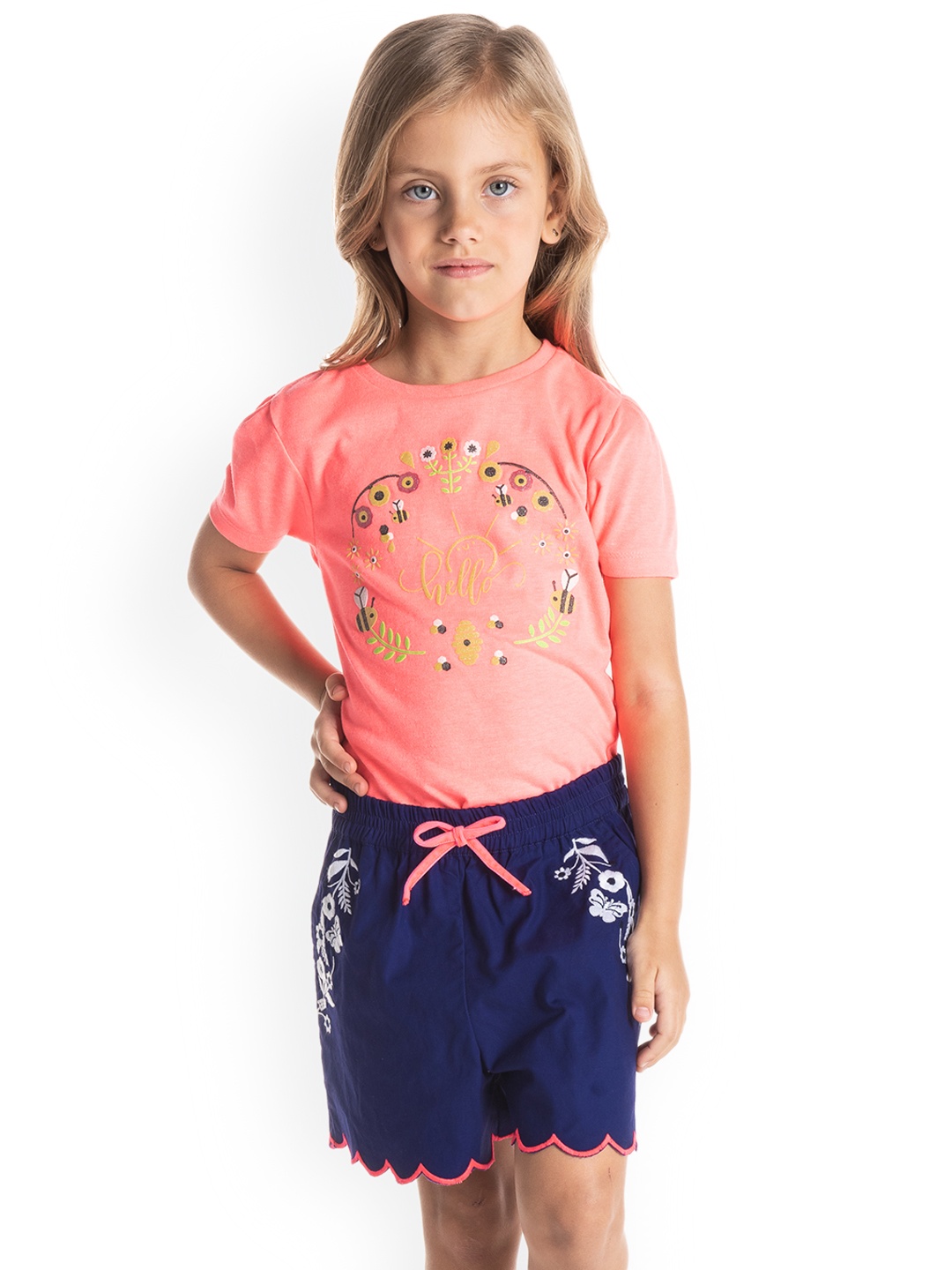 

Cherry Crumble Girls Blue Printed Regular Fit Regular Shorts