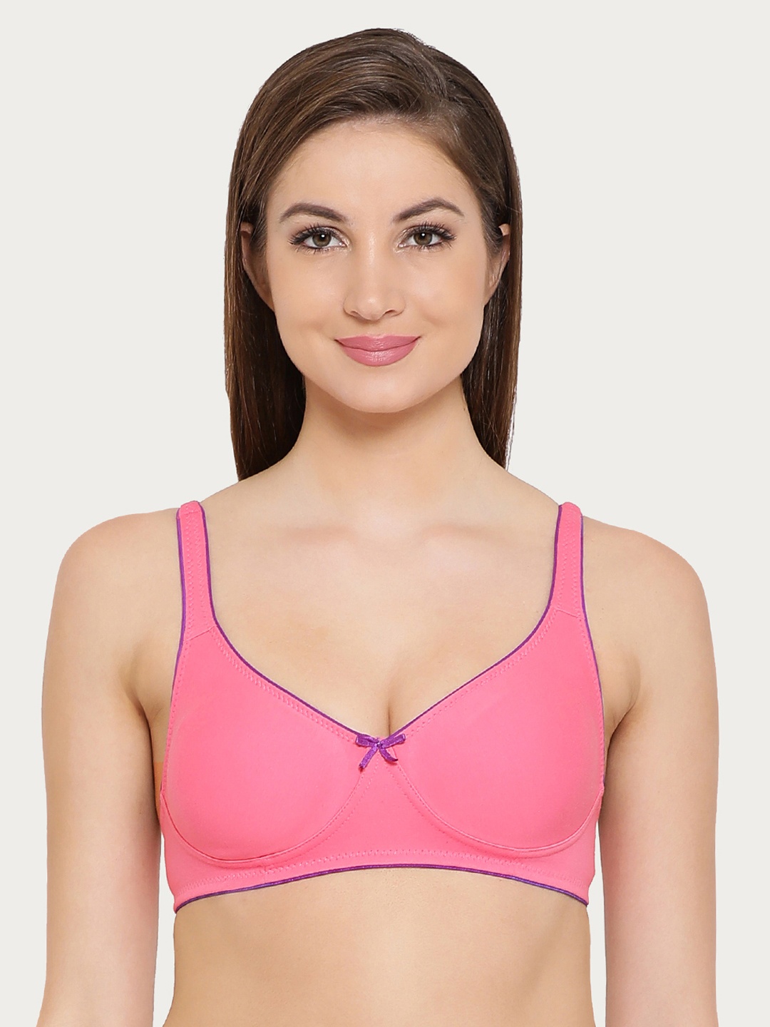 Clovia Cotton Non-Padded Non-Wired T-shirt Bra BR0584P1432B, Pink