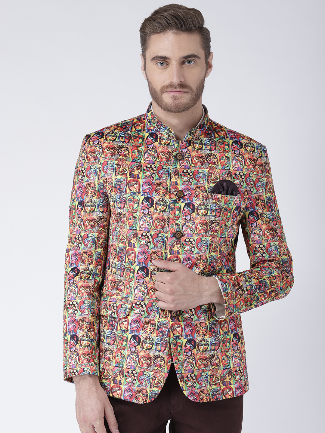 

Hangup Men Multicoloured Printed Single-Breasted Blazer, Multi