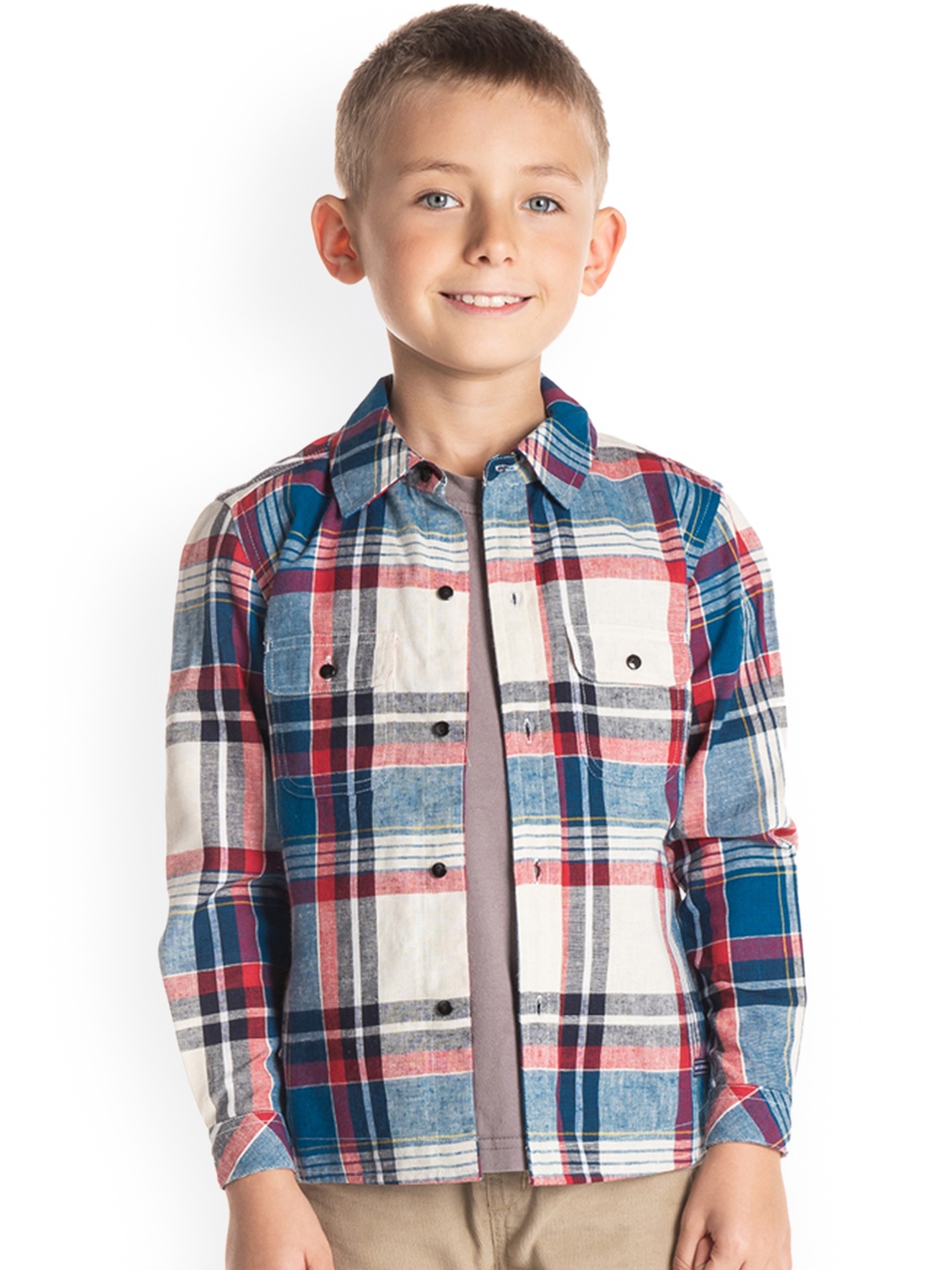 

Cherry Crumble Boys Multicoloured Classic Regular Fit Checked Casual Shirt, Multi