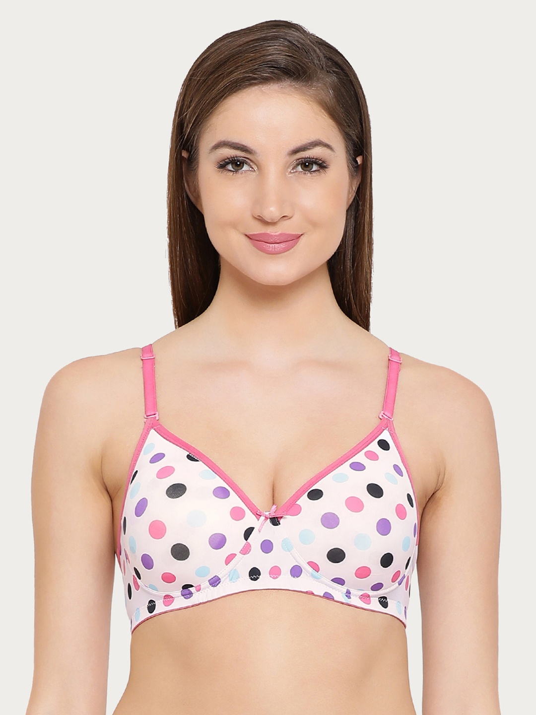 

Clovia Padded Non-Wired Polka Print Multiway T-Shirt Bra, White