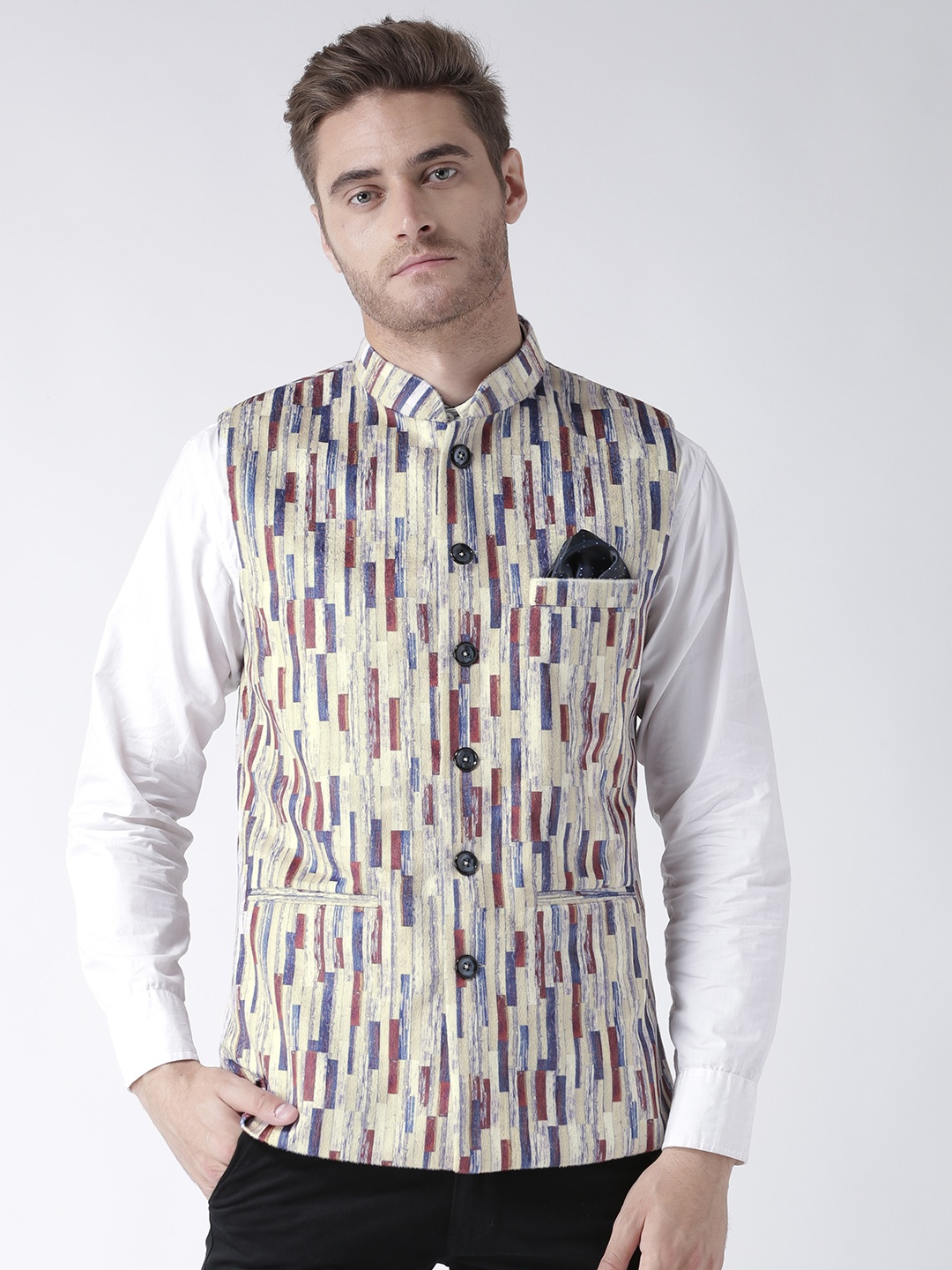 

Hangup Men Multicoloured Printed Nehru Jacket, Multi