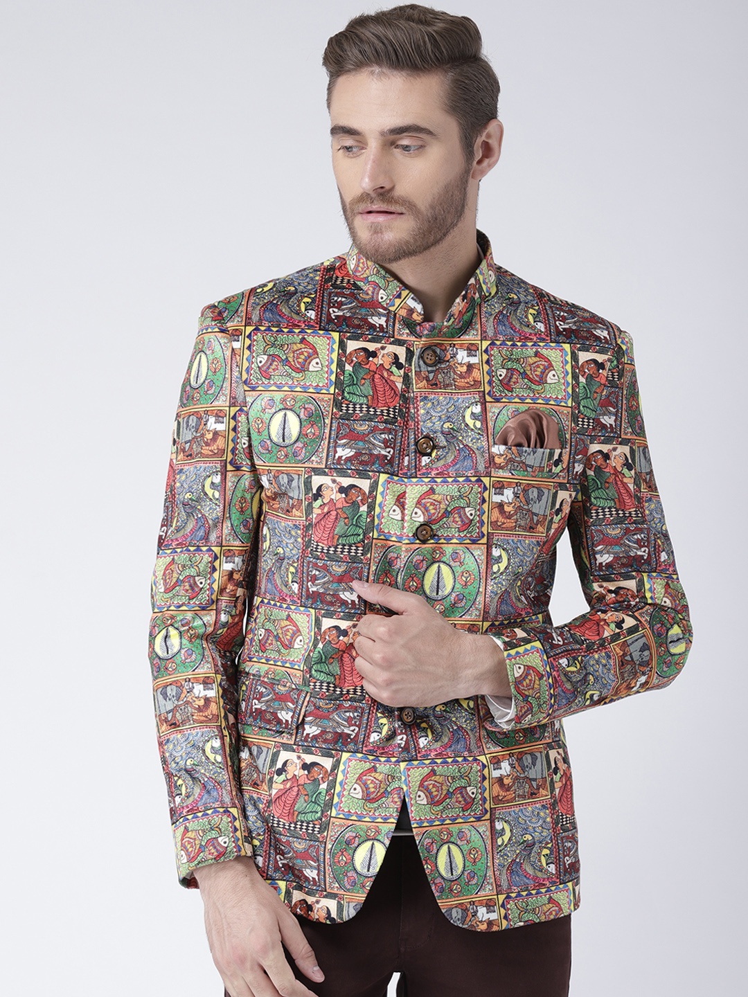 

Hangup Men Multicoloured Printed Single-Breasted Blazer, Multi