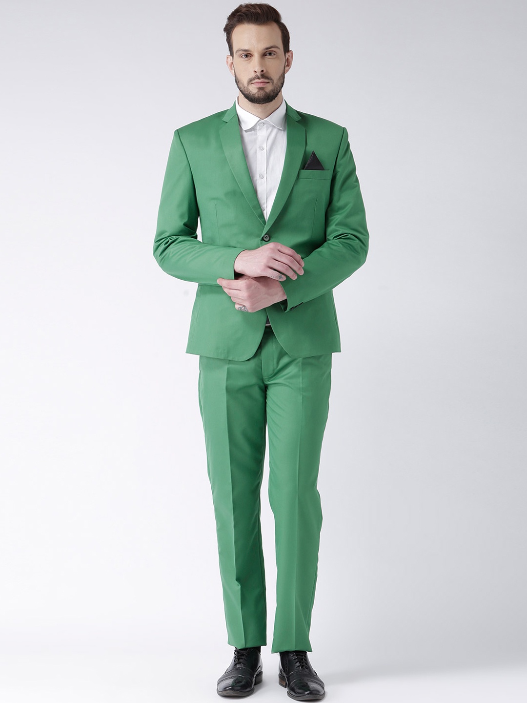 Hangup Men Green Solid Suit