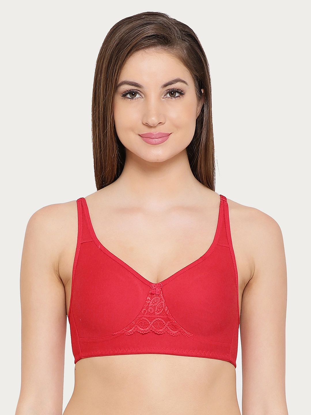 

Clovia Cotton Rich Non-Padded Non-Wired T-Shirt Bra, Red