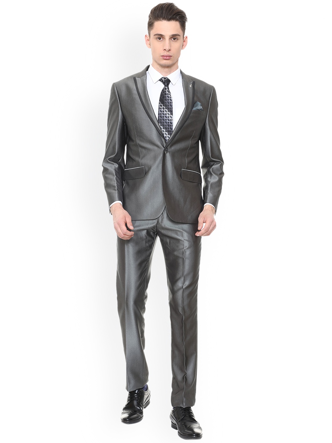 

Van Heusen Men Grey Formal Single-Breasted Suit