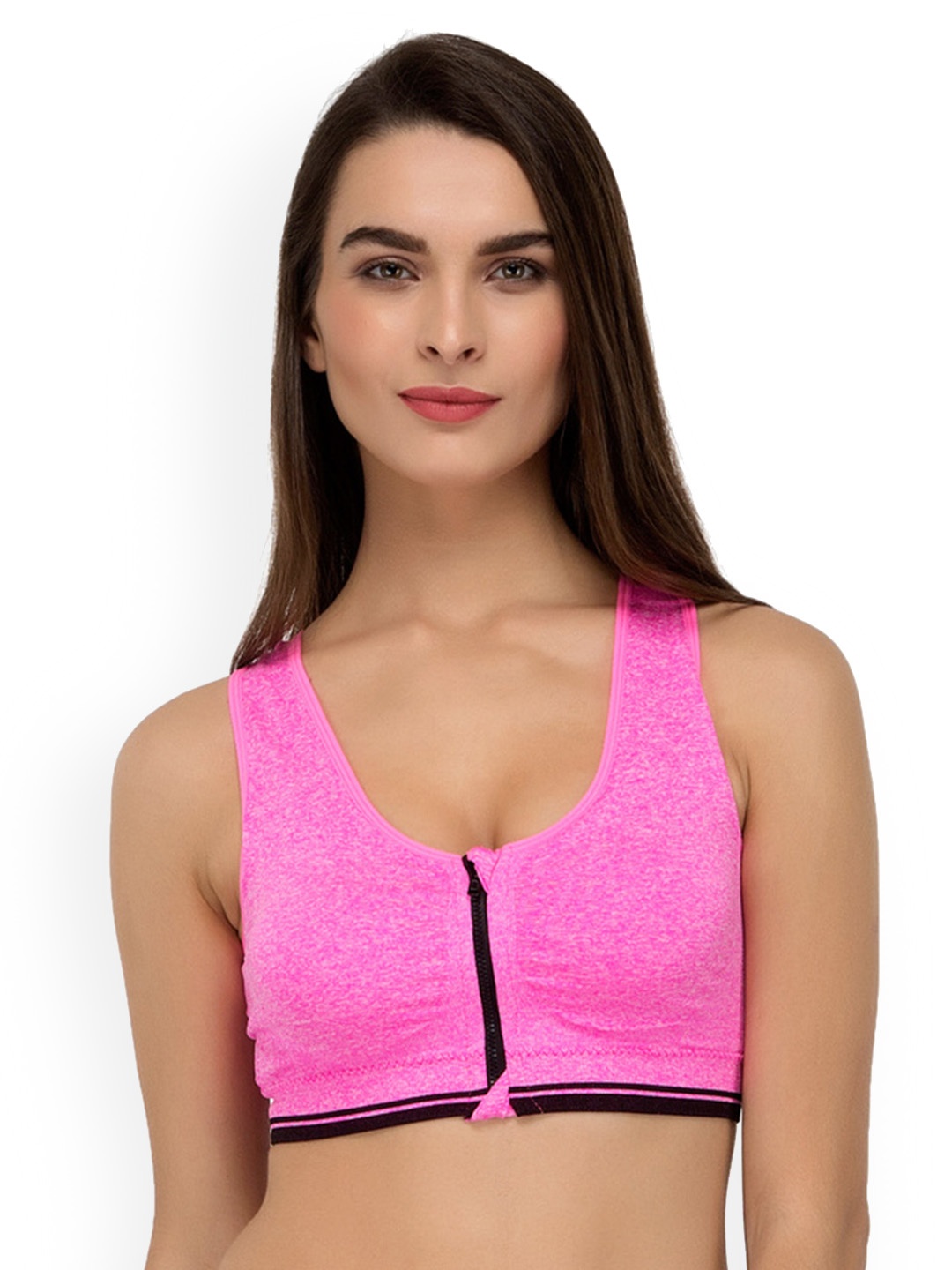 

Laceandme Pink Solid Non-Wired Lightly Padded Sports Bra 4253