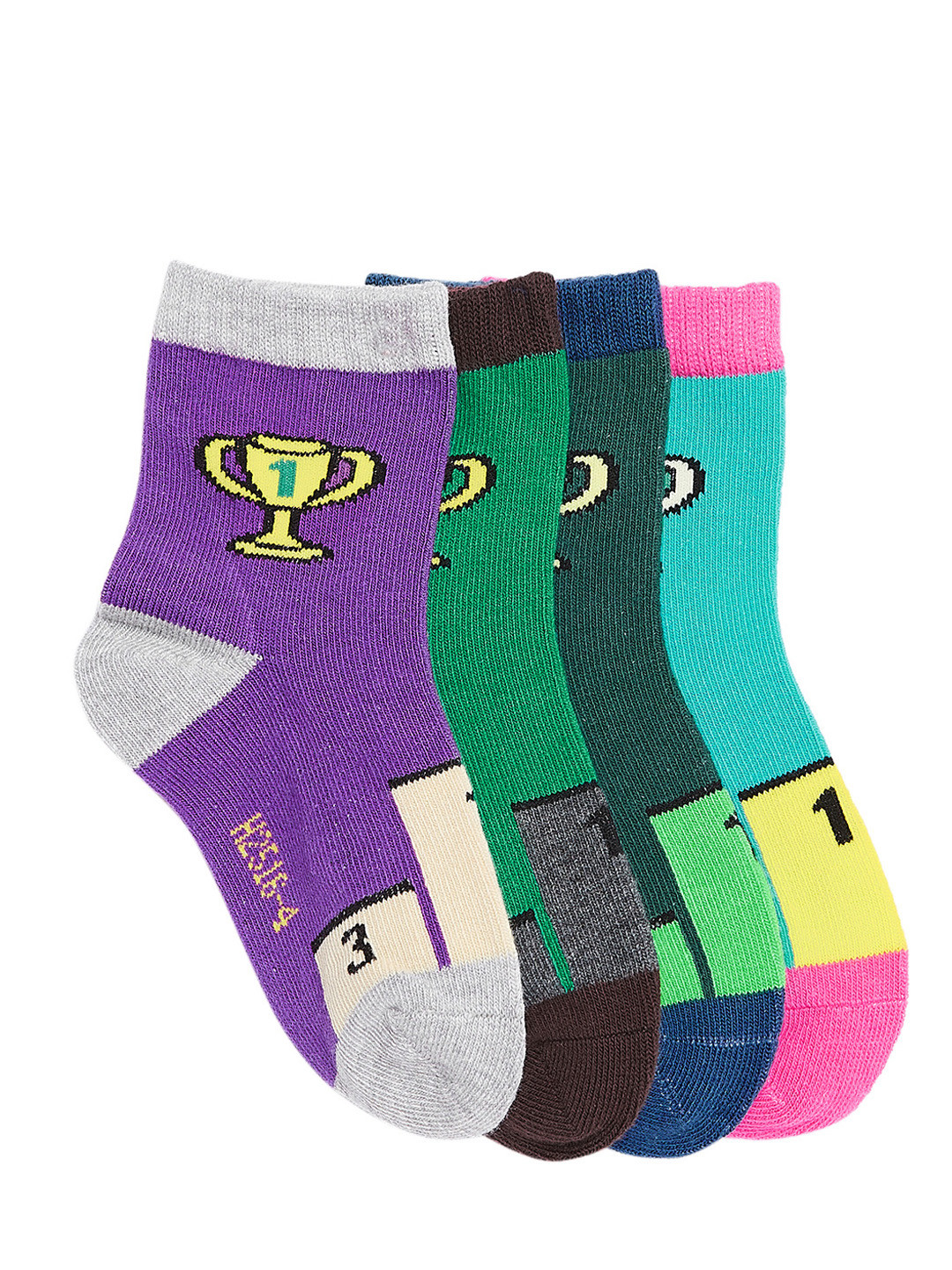 

Camey Kids Pack of 4 Patterned Above Ankle-Length Socks, Multi