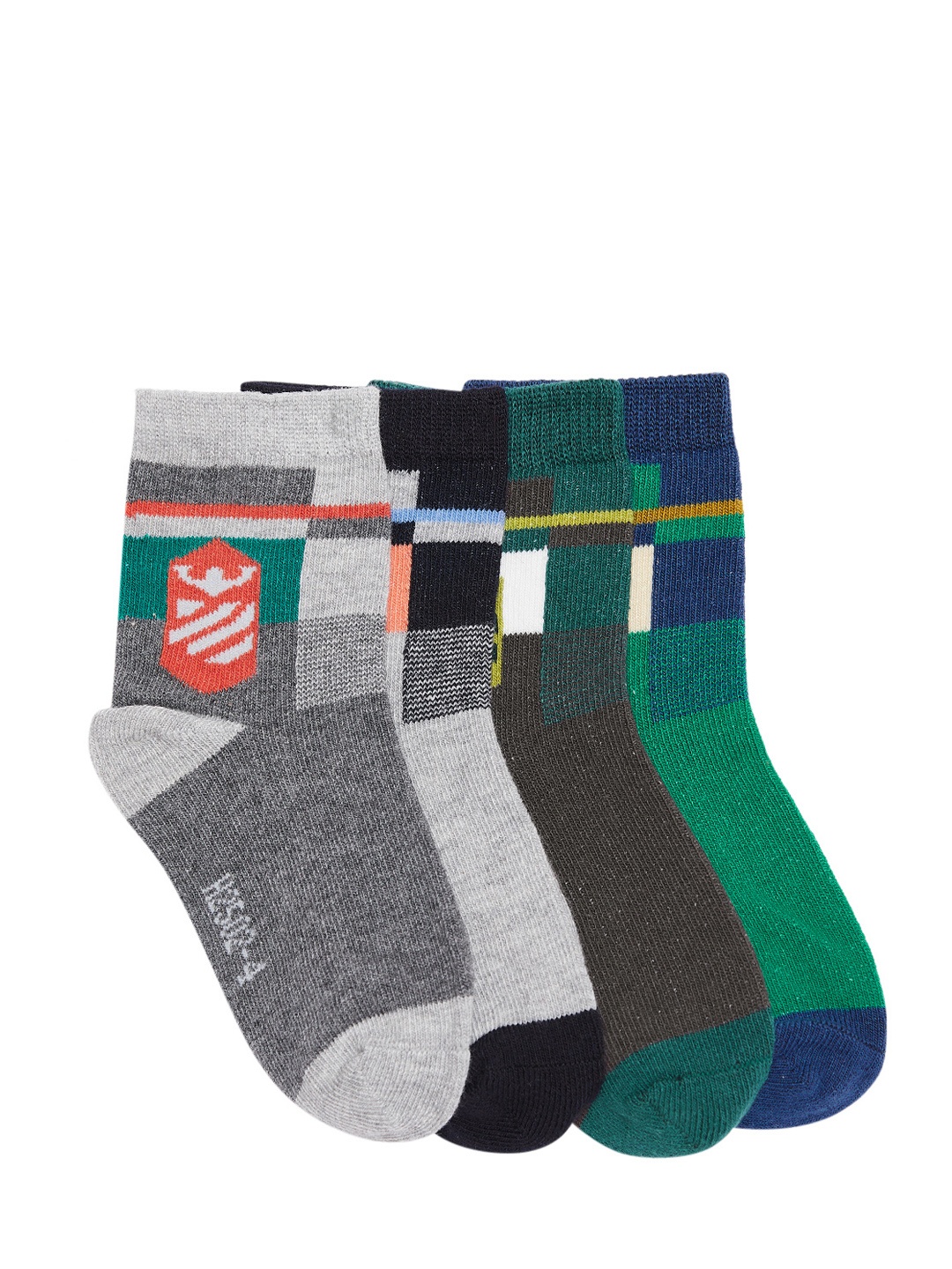 

Camey Kids Pack of 4 Patterned Above Ankle-Length Socks, Multi