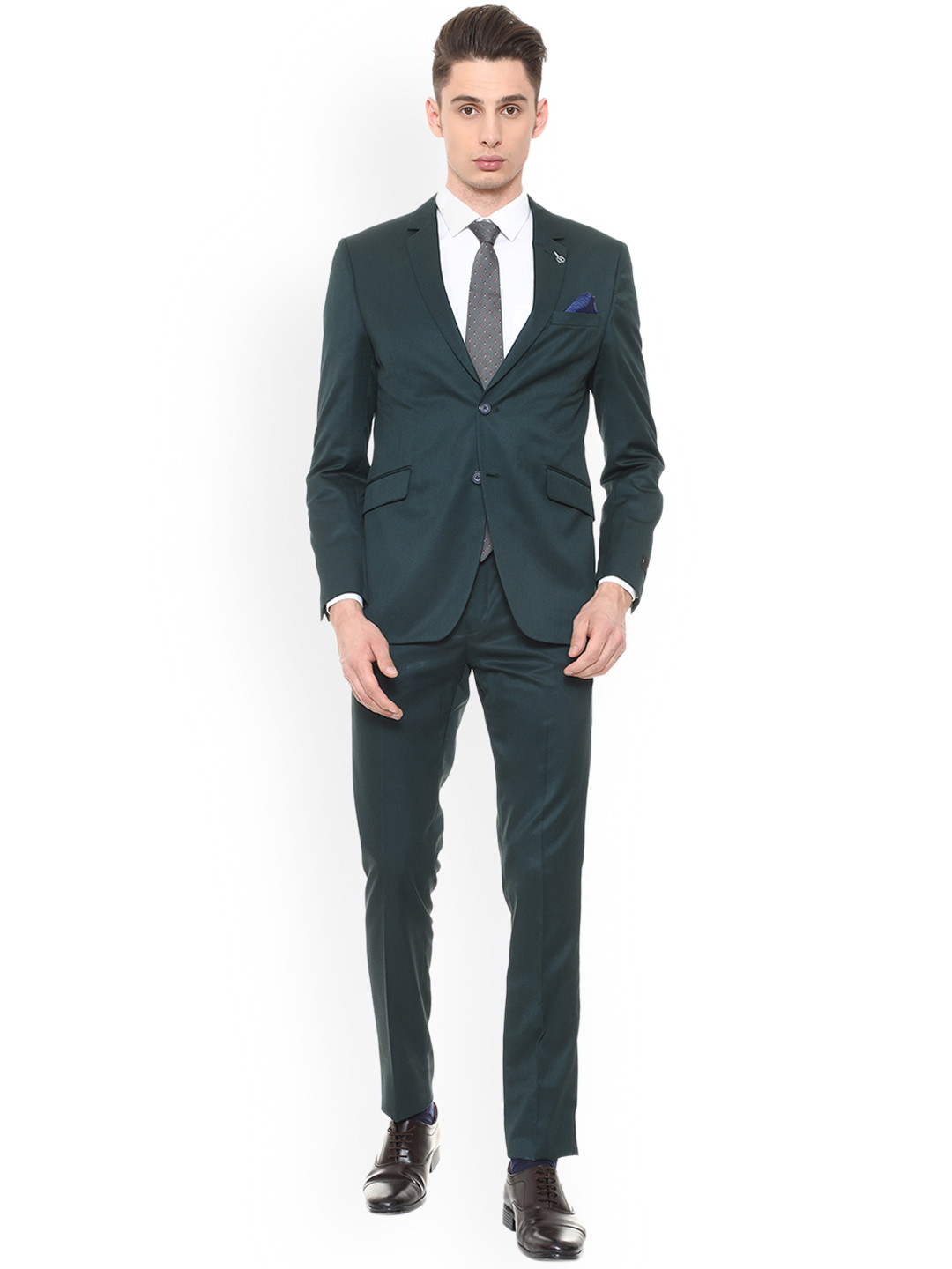

Van Heusen Men Green Formal Single-Breasted Suit