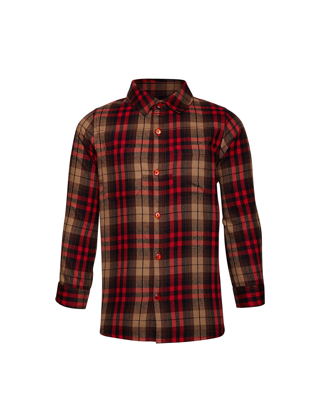 

Oxolloxo Boys Brown & Red Regular Fit Checked Casual Shirt