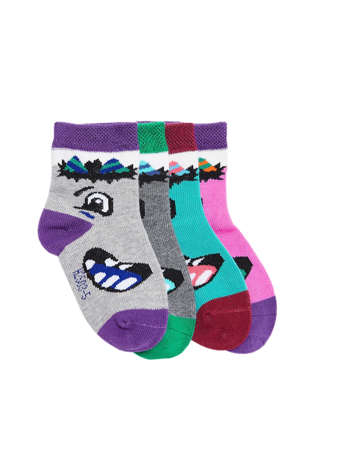 

Camey Kids Pack of 4 Patterned Above Ankle-Length Socks, Multi