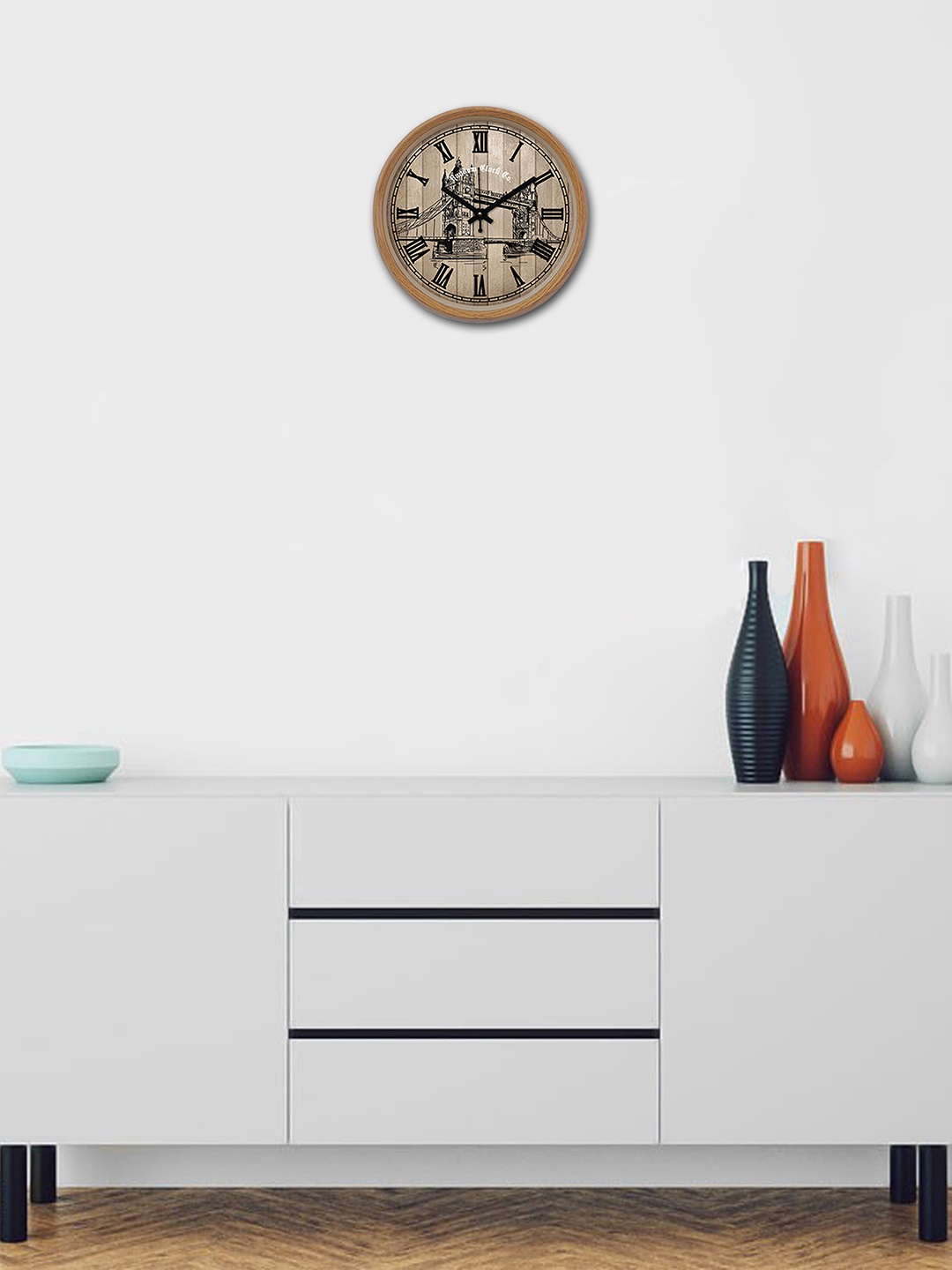 

RANDOM Beige Round Printed Analogue Wall Clock