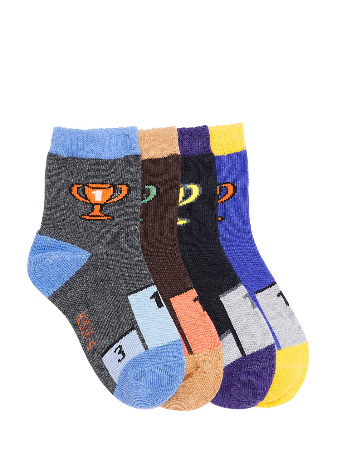 

Camey Kids Pack of 4 Patterned Above Ankle-Length Socks, Multi