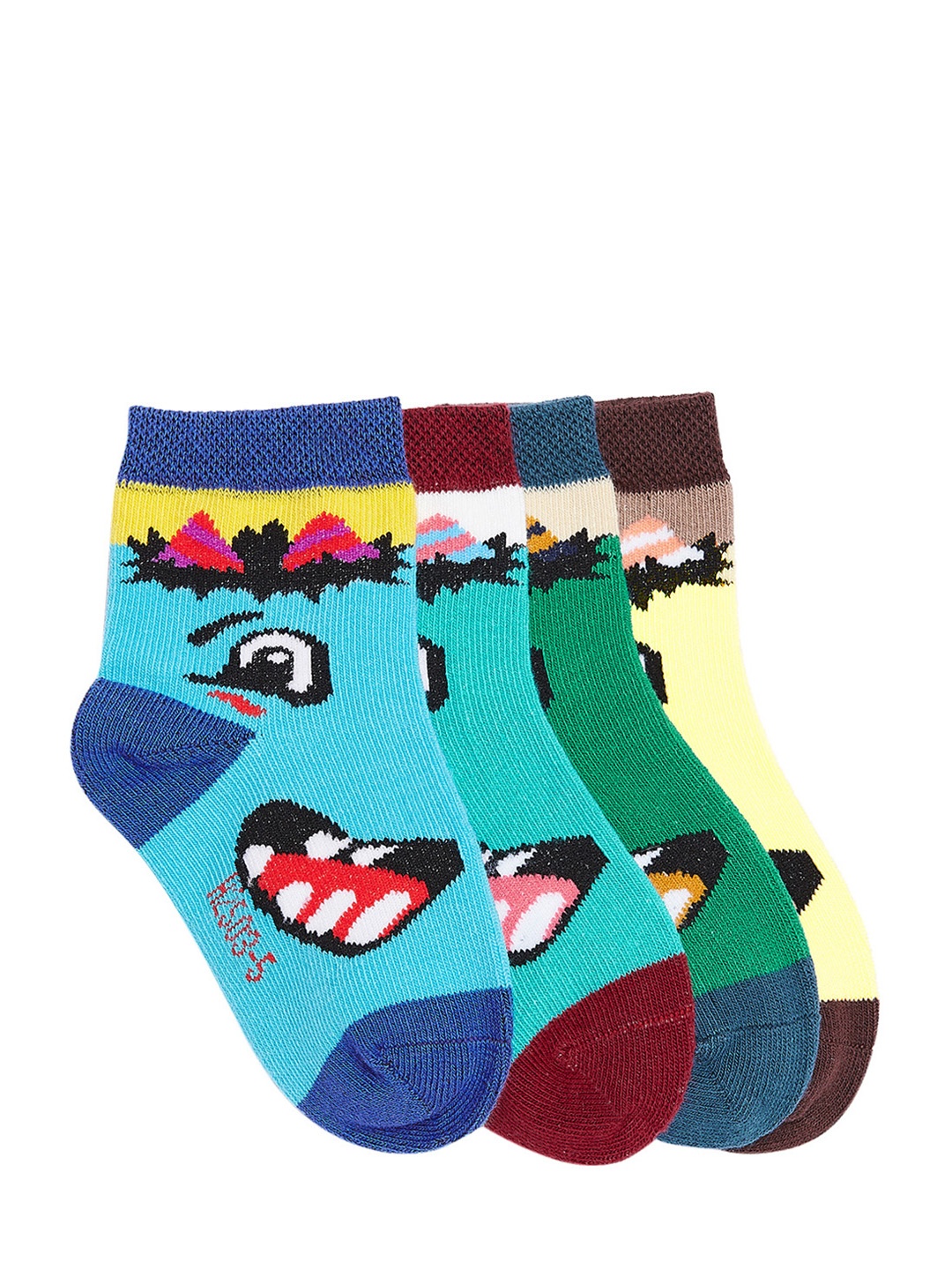 

Camey Kids Pack of 4 Patterned Above Ankle-Length Socks, Multi