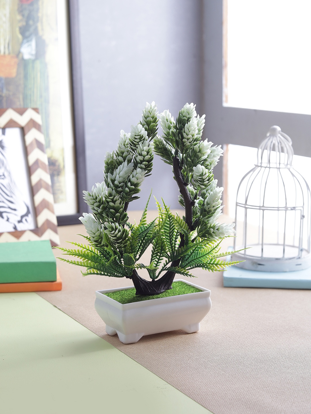 

FOLIYAJ Green & White Artificial Plant With White Pot