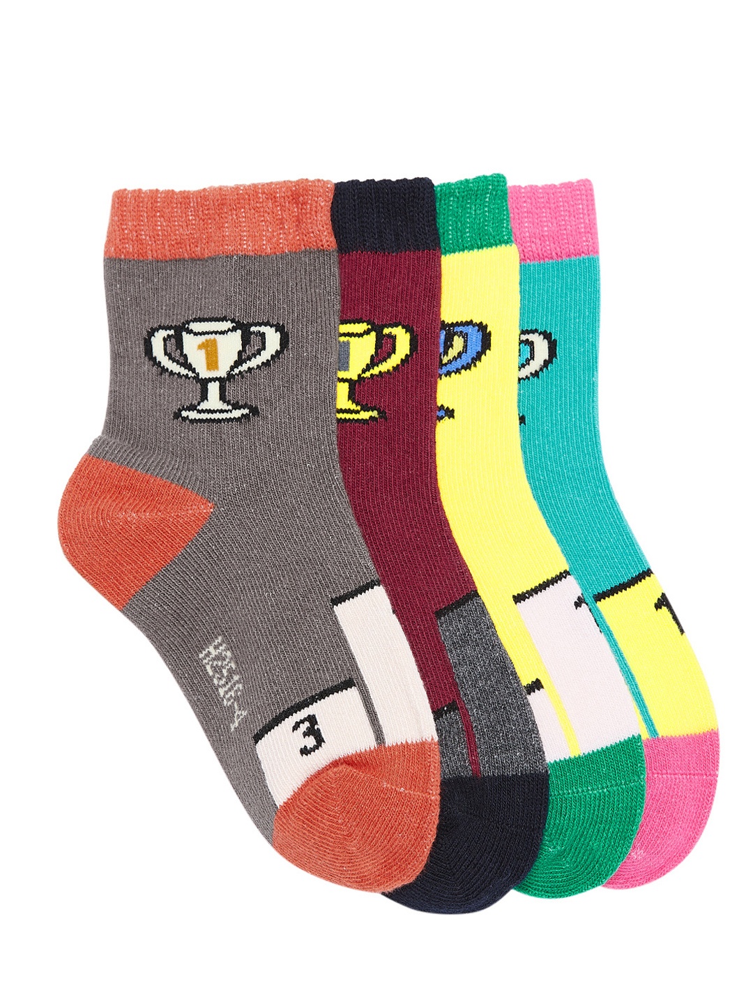 

Camey Kids Pack of 4 Patterned Above Ankle-Length Socks, Multi