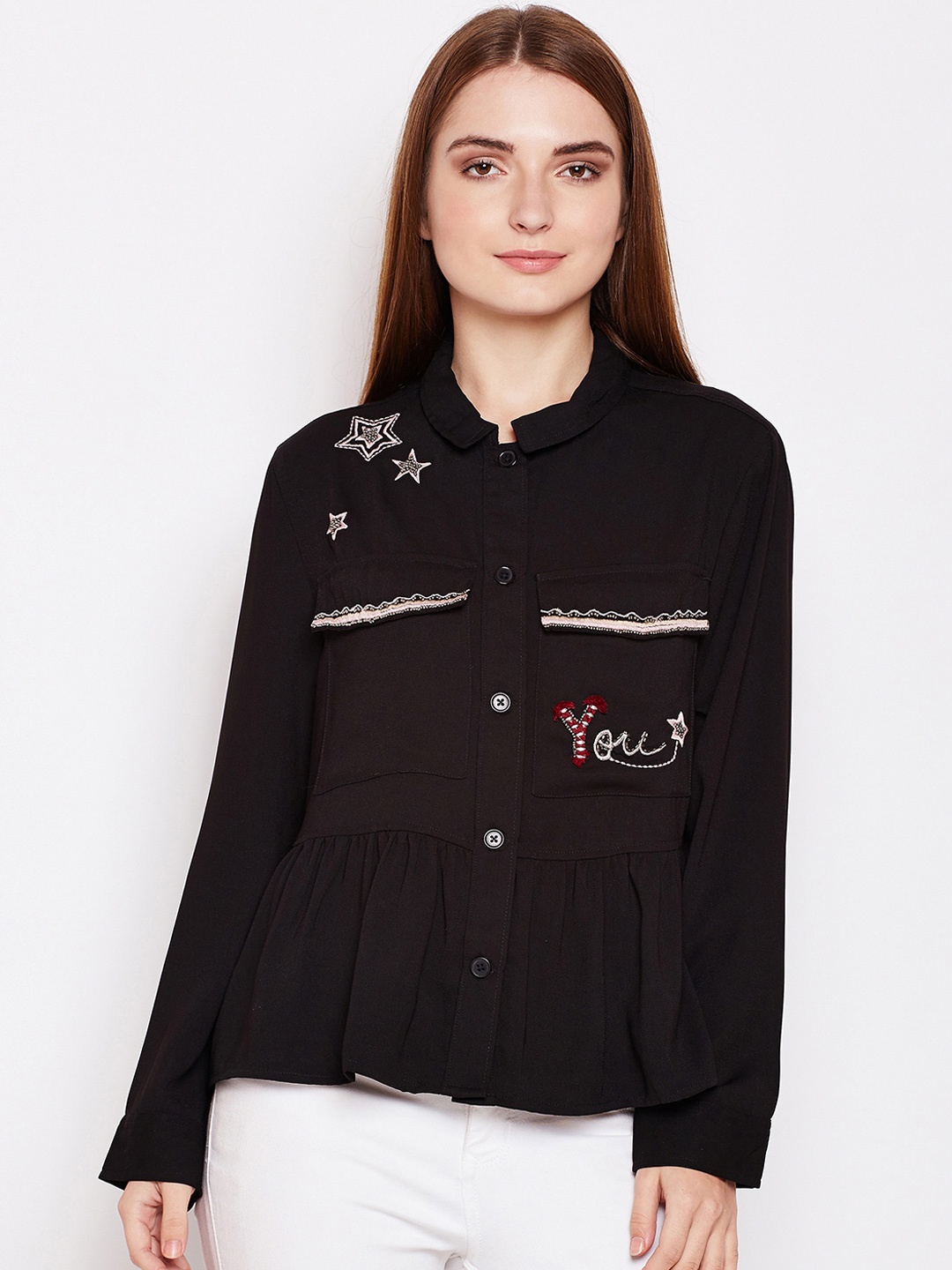 

Oxolloxo Women Black Solid Tailored Jacket