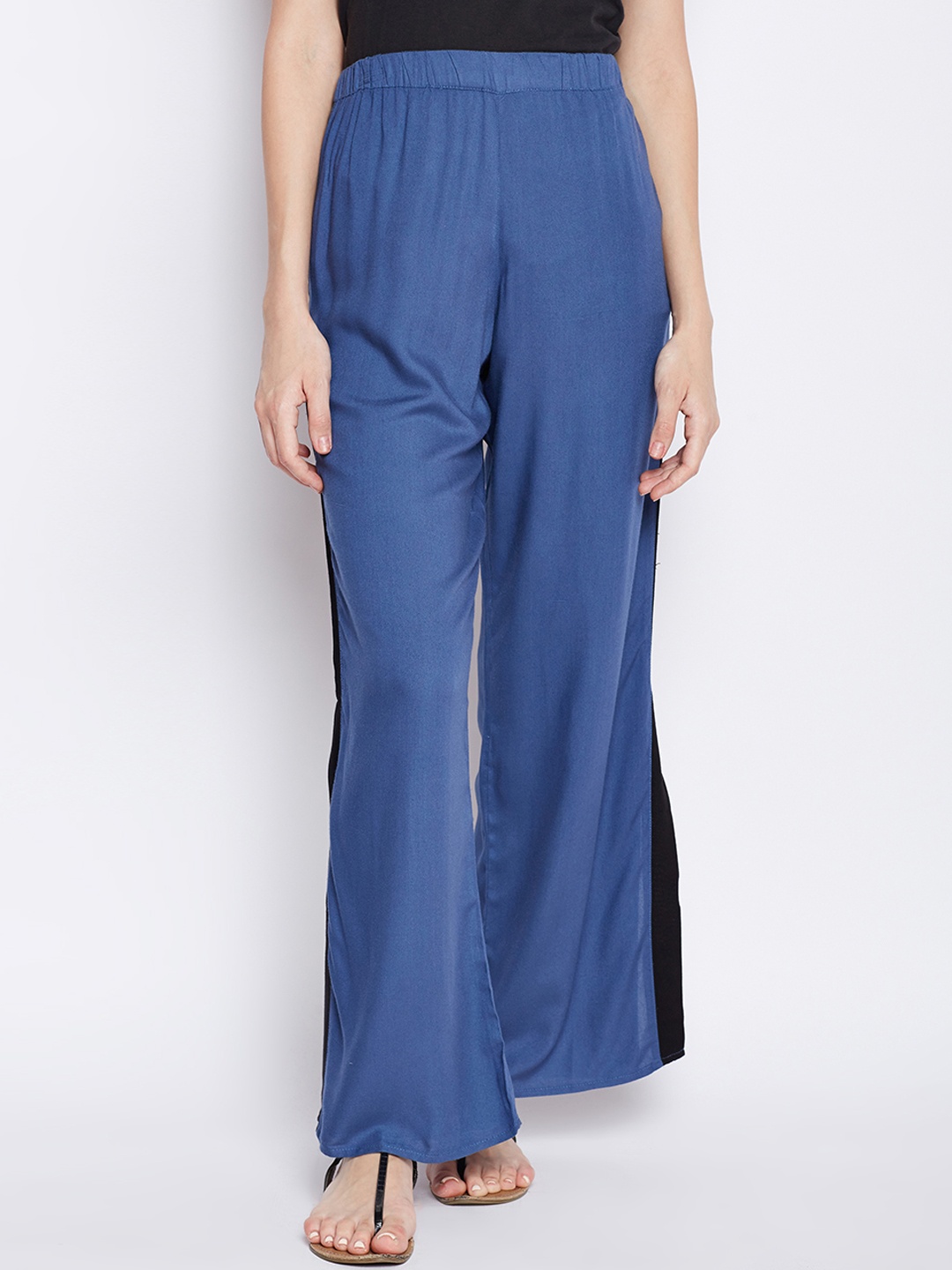 

Oxolloxo Women Blue Regular Fit Solid Parallel Trousers