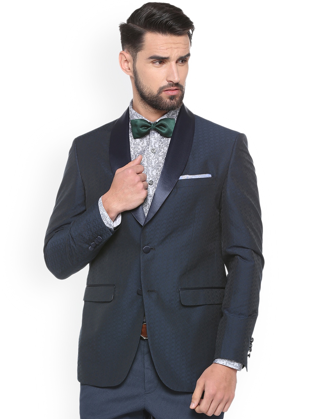 

Peter England Elite Men Blue Slim-Fit Tuxedo Blazer