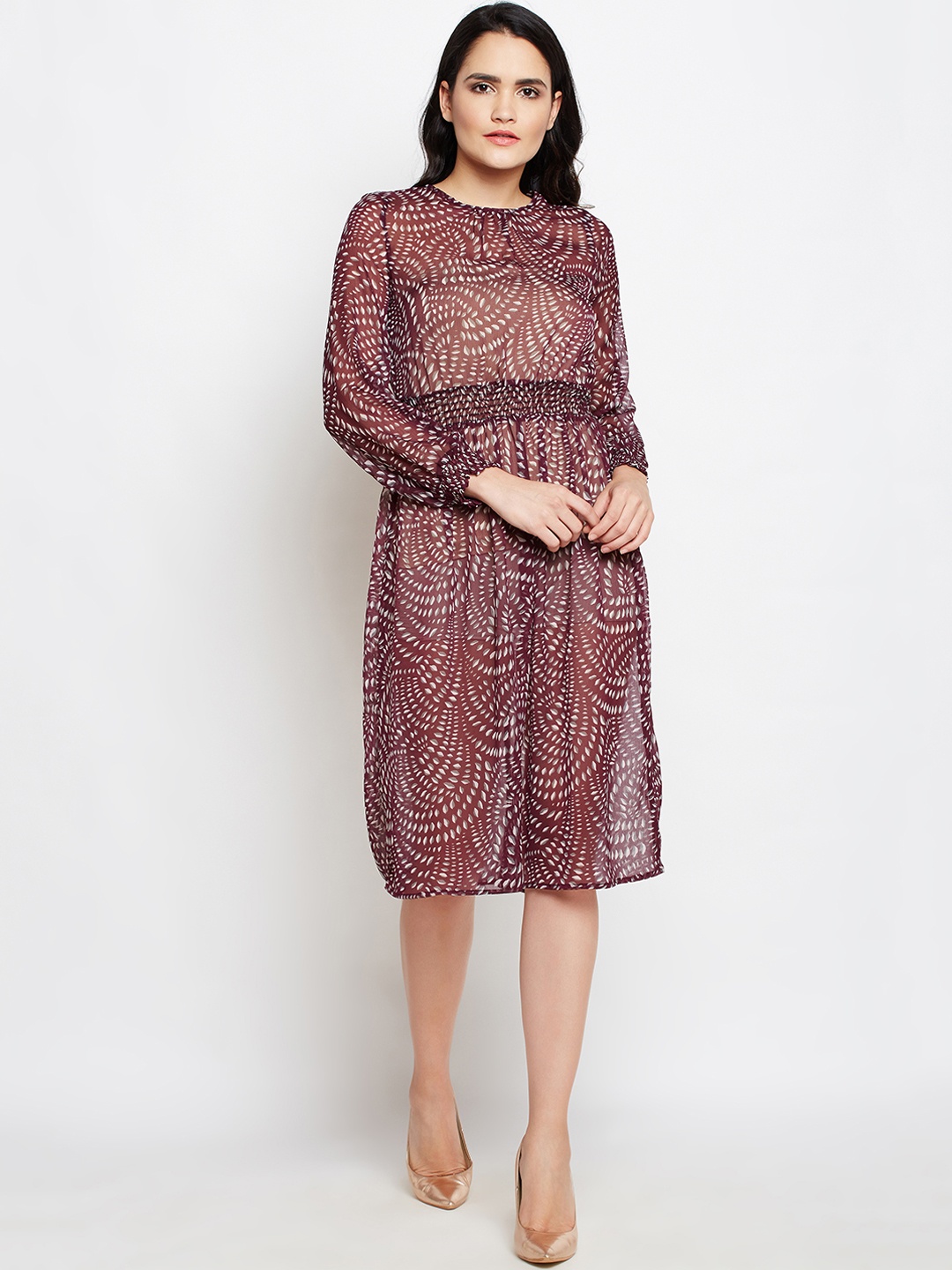 

Oxolloxo Women Maroon Printed Empire Dress