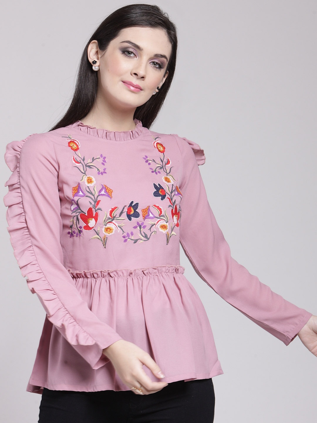 

plusS Studio Burgundy Ruffles Top, Mauve