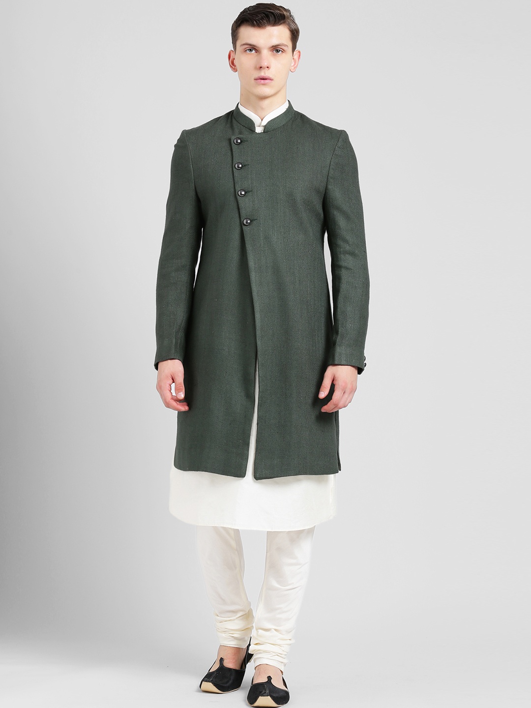 

KISAH Men Indowestern Sherwani Set, Green