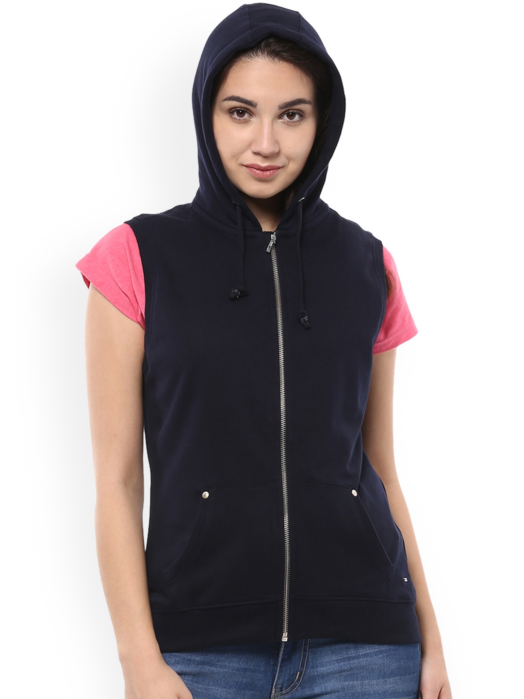 

Allen Solly Woman Navy Blue Solid Hooded Sweatshirt
