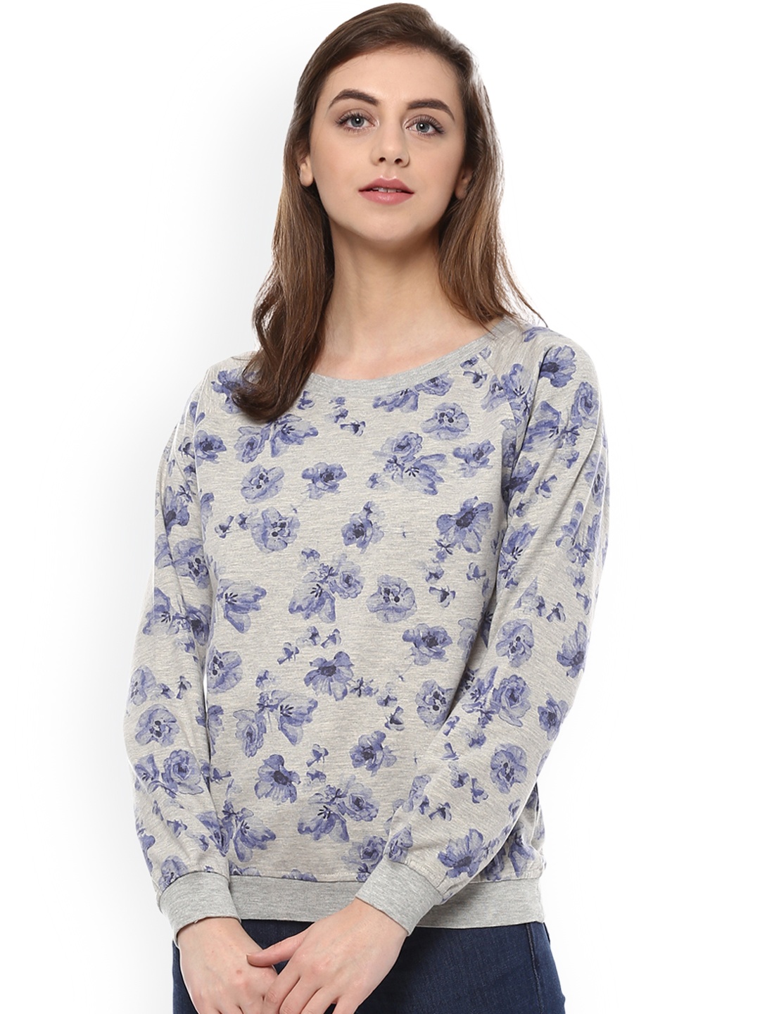 

Allen Solly Woman Grey & Blue Printed Sweatshirt