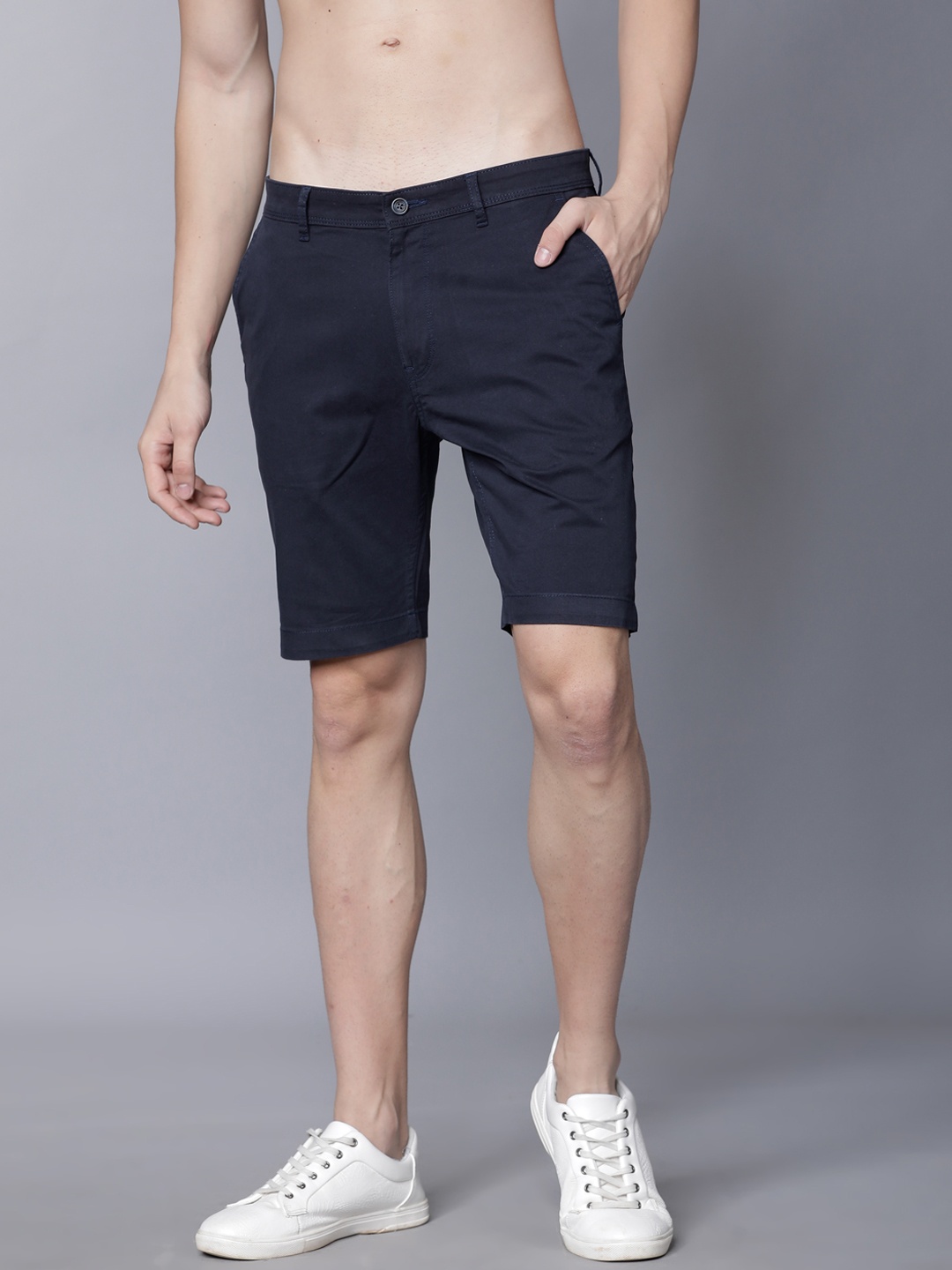

HIGHLANDER Men Navy Blue Solid Slim Fit Chino Shorts