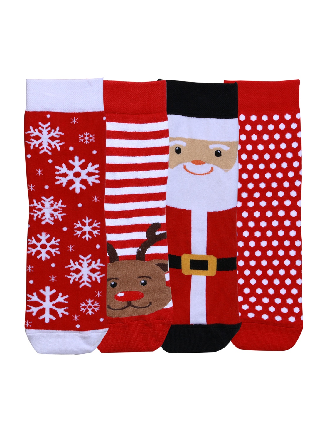 

Supersox Unisex Pack of 4 Multicoloured Christmas Print Cotton Socks, Multi